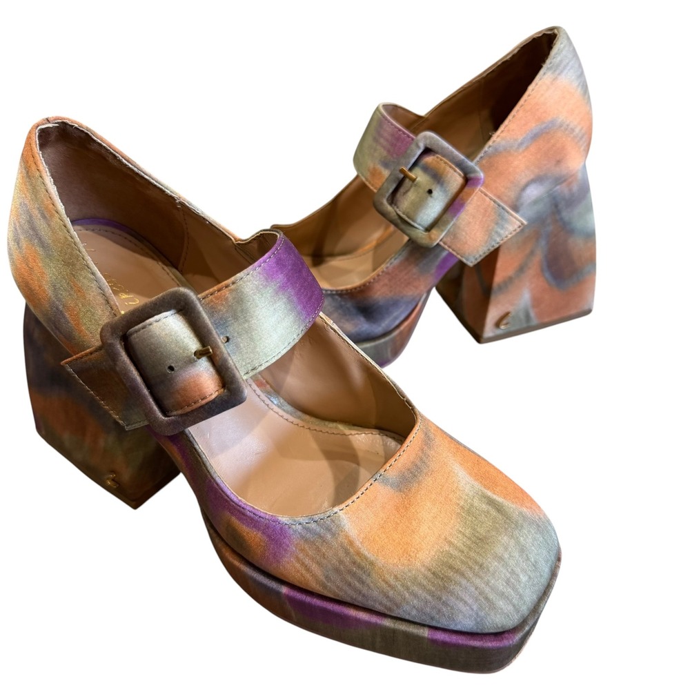 Circus Sam Edelman Kay Platform Mary Jane Size 6 Tan Abstract Retro Mod Fairy - Picture 3 of 16